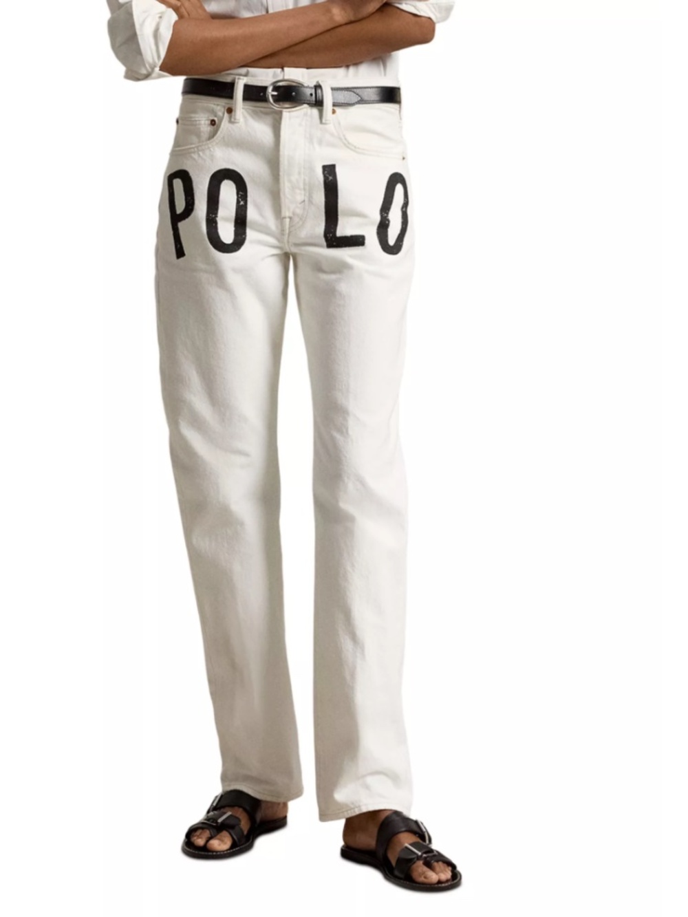 Polo Ralph Lauren Logo High Rise Relaxed Straight Jeans in Laurea Wash 31 NWT